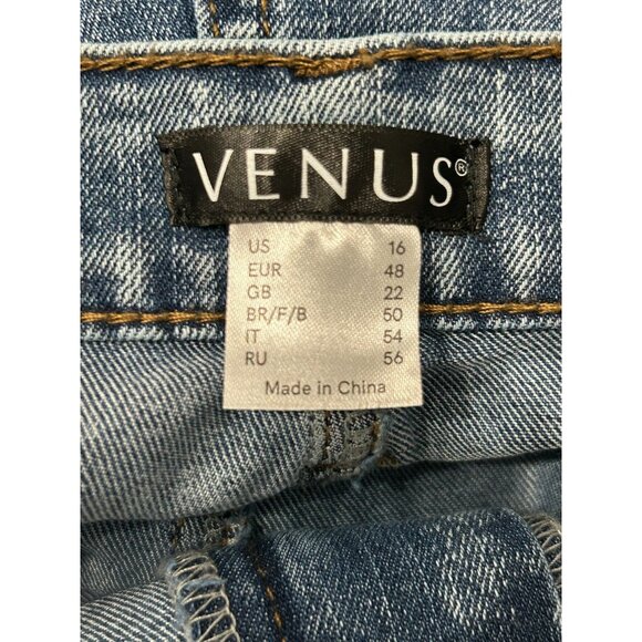 Venus Womens Denim Capri Jeans Side Bow Cutout SZ 16 - Picture 5 of 10